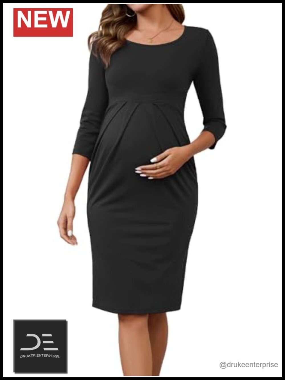Maternity Work Dress 3/4 Sleeve Formal Business Outfit